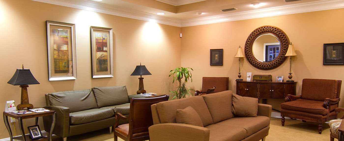 Plush and comfortable dental patient waiting area