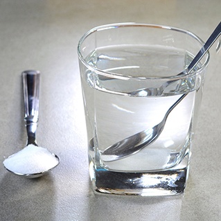 A homemade saltwater rinse