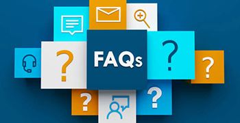 FAQs and question marks of navy background 