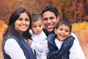 happy family in autumn field